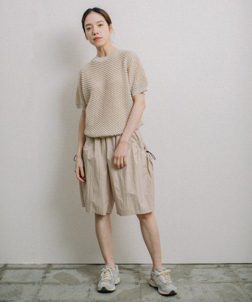 【Liyoca】凹凸編み半袖サマーニット－手洗い可－ Liyoca 5cm