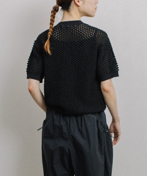 【Liyoca】凹凸編み半袖サマーニット－手洗い可－ Liyoca 5cm