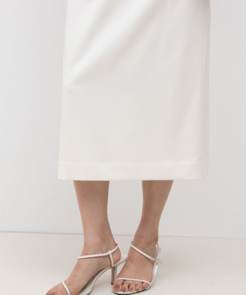 《セットアップ対応》ウォッシャブル麻調タイトミディスカート 