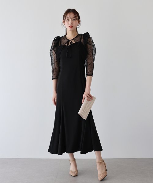 フリルレースボレロ×マーメイドワンピースドレス 
