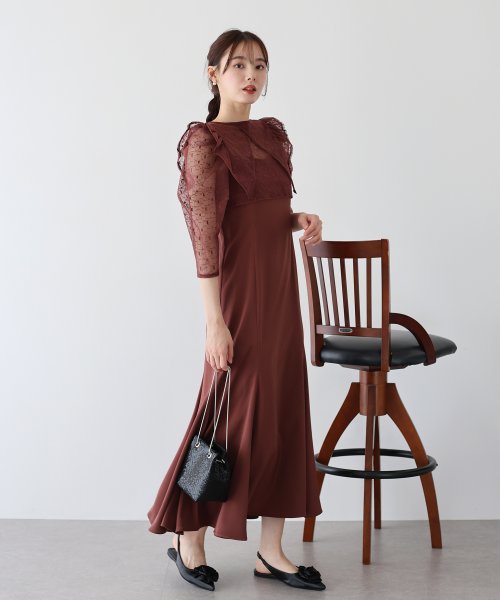 フリルレースボレロ×マーメイドワンピースドレス 