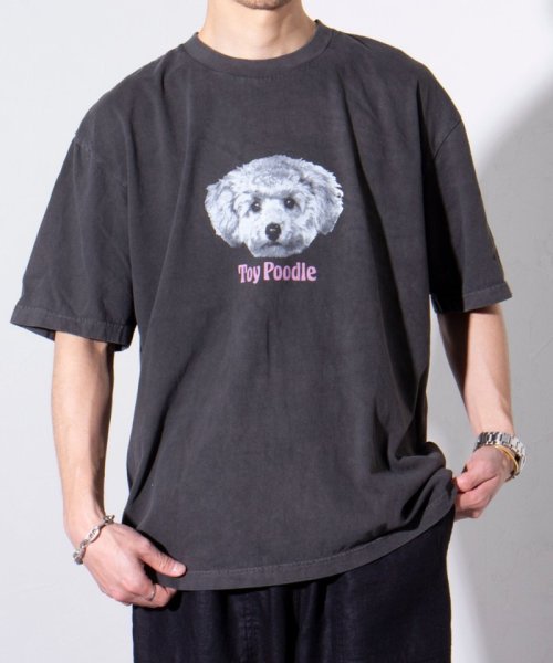 GLOSTER(GLOSTER)/【新柄追加】【GLOSTER/グロスター】DOG&CAT 犬猫プリント ピグメント プリントTシャツ/img33