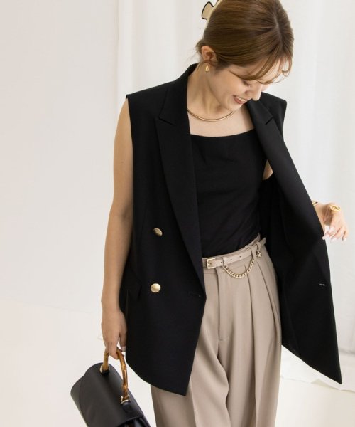 ウォッシャブルダブルクロスジレ 