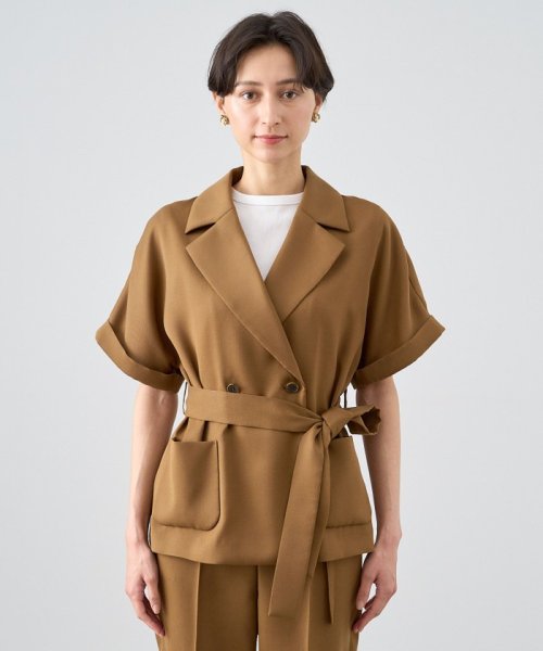 【セットアップ対応商品】ストレッチツイルフレンチスリーブジャケット なし ：model