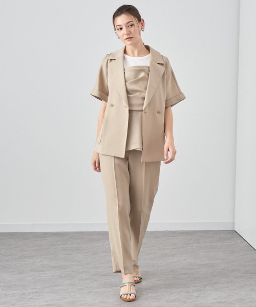 【セットアップ対応商品】ストレッチツイルフレンチスリーブジャケット なし ：model