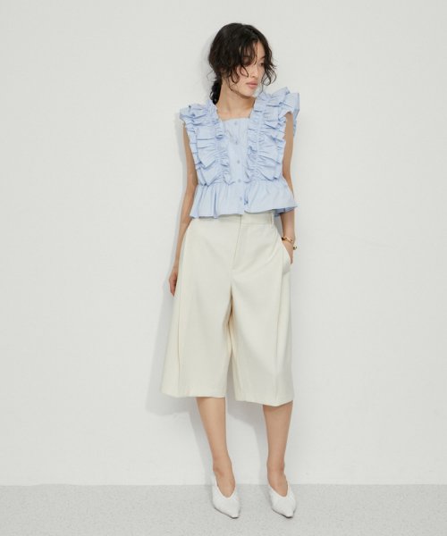 【サステナブル】ペタルフリルブラウス 
