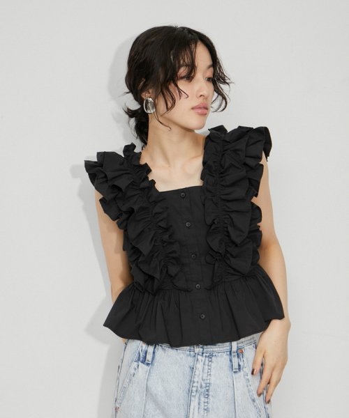 【サステナブル】ペタルフリルブラウス 