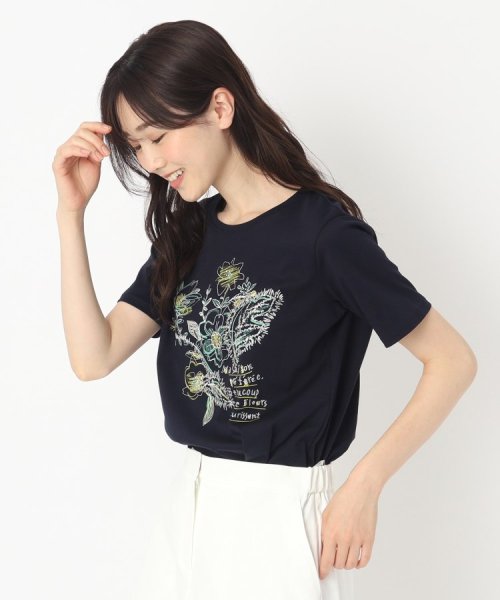 CORDIER(ＣＯＲＤＩＥＲ)/【M~4Lサイズ】フラワープリント＆刺繍Tシャツ/img19