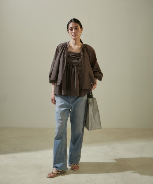 オーガニックコットンタックギャザーキャミソール【アンサンブル対応】 キャミソール・ベアトップ K1667326054(12870円)