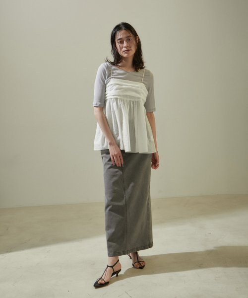 オーガニックコットンタックギャザーキャミソール【アンサンブル対応】 キャミソール・ベアトップ K1667326054(12870円)