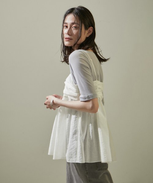 オーガニックコットンタックギャザーキャミソール【アンサンブル対応】 キャミソール・ベアトップ K1667326054(12870円)