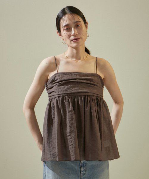 オーガニックコットンタックギャザーキャミソール【アンサンブル対応】 キャミソール・ベアトップ K1667326054(12870円)