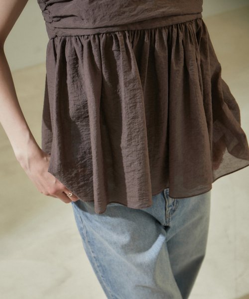 オーガニックコットンタックギャザーキャミソール【アンサンブル対応】 キャミソール・ベアトップ K1667326054(12870円)