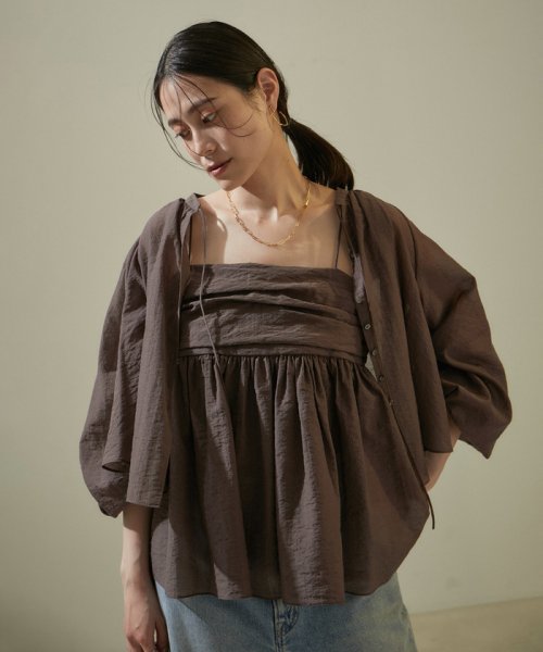 オーガニックコットンタックギャザーキャミソール【アンサンブル対応】 キャミソール・ベアトップ K1667326054(12870円)