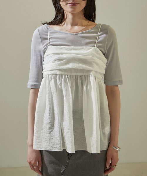 オーガニックコットンタックギャザーキャミソール【アンサンブル対応】 キャミソール・ベアトップ K1667326054(12870円)