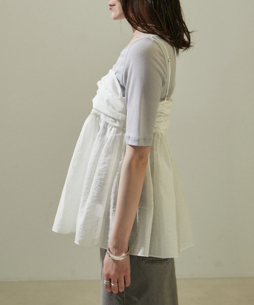 オーガニックコットンタックギャザーキャミソール【アンサンブル対応】 キャミソール・ベアトップ K1667326054(12870円)