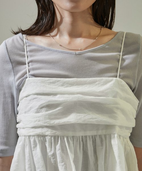 オーガニックコットンタックギャザーキャミソール【アンサンブル対応】 キャミソール・ベアトップ K1667326054(12870円)