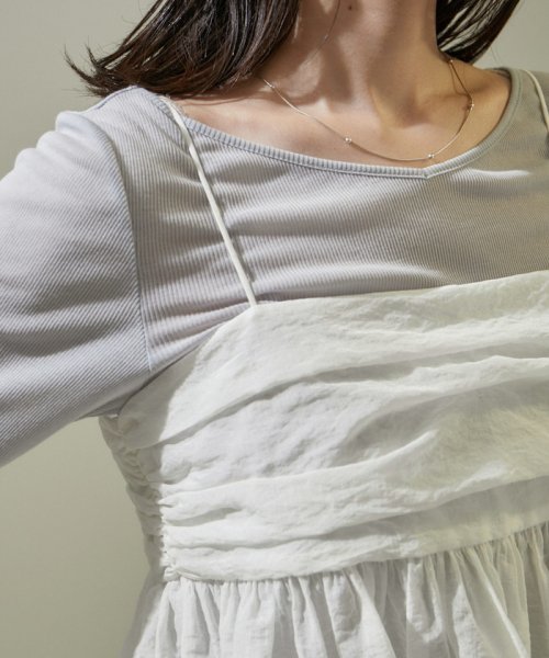 オーガニックコットンタックギャザーキャミソール【アンサンブル対応】 キャミソール・ベアトップ K1667326054(12870円)