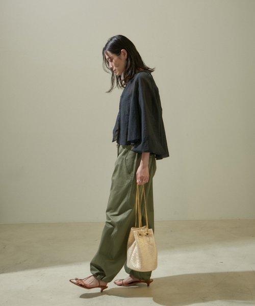 オーガニックコットンシアーギャザーフレアブラウス【アンサンブル対応】 アンサンブル対応 JSB1353159138(10450円)