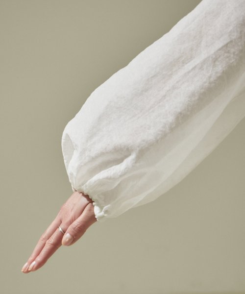 オーガニックコットンシアーギャザーフレアブラウス【アンサンブル対応】 アンサンブル対応 JSB1353159138(10450円)