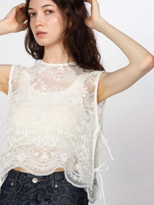 サイドリボン刺繍メッシュブラウス 人気・おすすめ｜省スペース設計・旅行向けにおすすめ お得商品 プライバシー配送