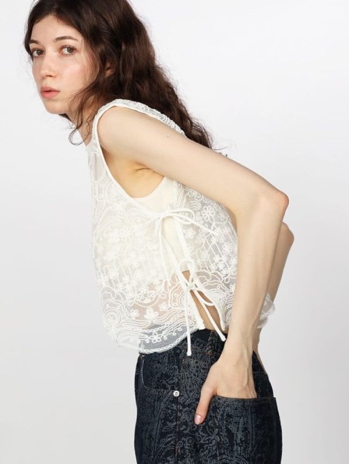 サイドリボン刺繍メッシュブラウス 人気・おすすめ｜省スペース設計・旅行向けにおすすめ お得商品 プライバシー配送