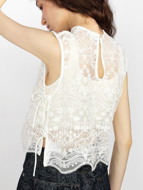 サイドリボン刺繍メッシュブラウス 人気・おすすめ｜省スペース設計・旅行向けにおすすめ お得商品 プライバシー配送