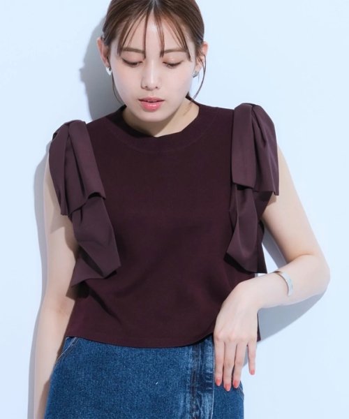 ショルダーリボンニット 予めご了承ください