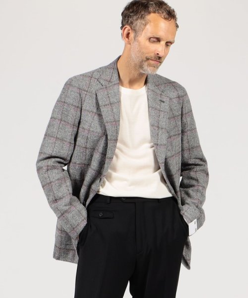 GABO アルパカウールナイロン ブークレ シングルブレステッド2Bジャケット 