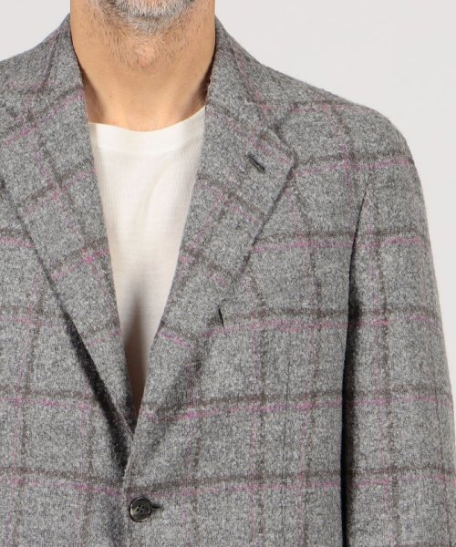 GABO アルパカウールナイロン ブークレ シングルブレステッド2Bジャケット 