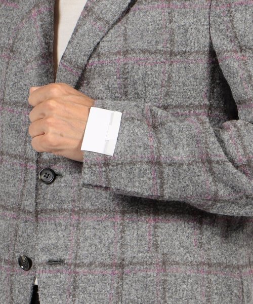 GABO アルパカウールナイロン ブークレ シングルブレステッド2Bジャケット 