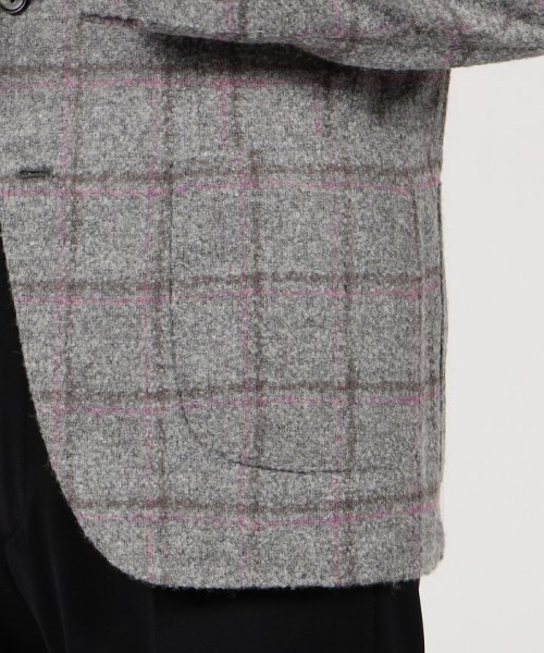 GABO アルパカウールナイロン ブークレ シングルブレステッド2Bジャケット 