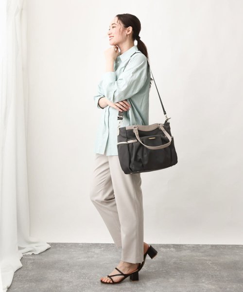 【2WAY/撥水加工】レザーポイントナイロントートバッグ 