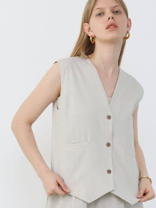 フロントボタンショートベスト 