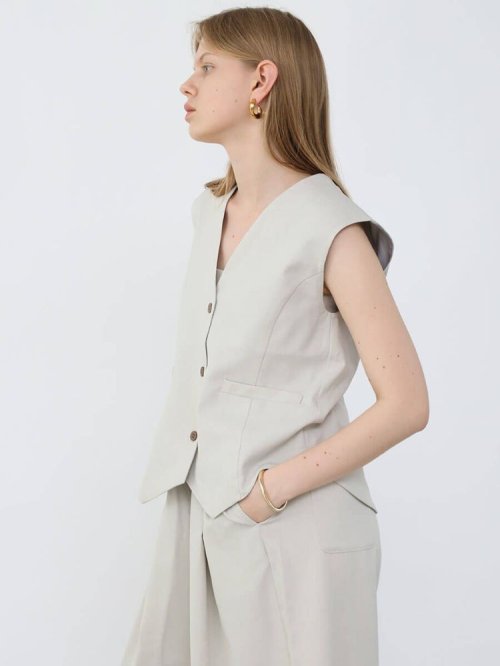 フロントボタンショートベスト 