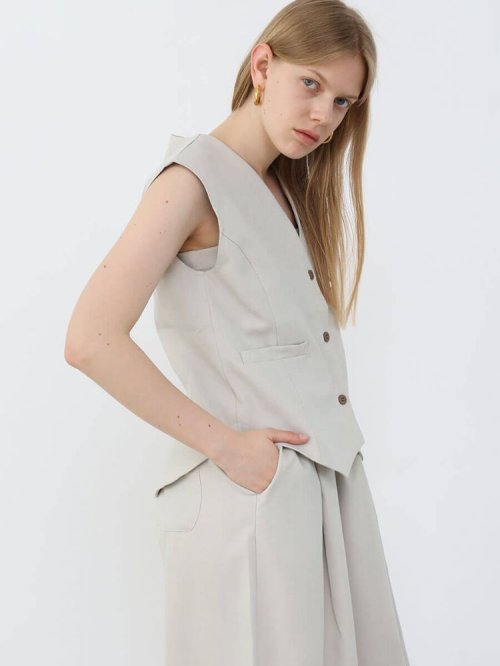 フロントボタンショートベスト 