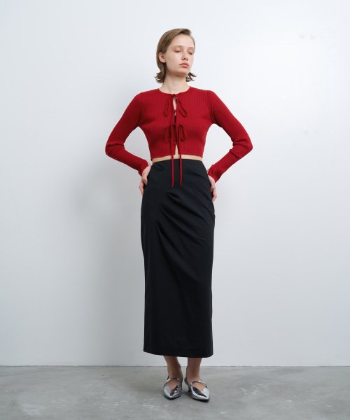 ウールトロピカルドレープタイトスカート 