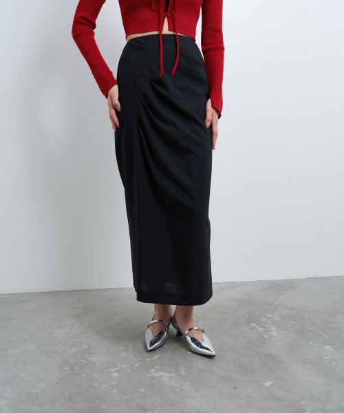 ウールトロピカルドレープタイトスカート 