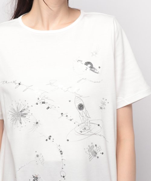 刺繍半袖Tシャツ【Leilian WHITE LABEL】 WHITE LABEL