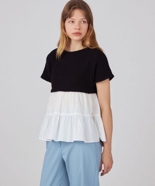 【WEB先行予約】バルキーヤーンジャージーコンビ ティアードプルオーバー 