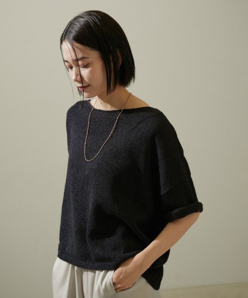 ペーパーヤーンハーフスリーブプルオーバー【吸水速乾・洗える】 吸水速乾