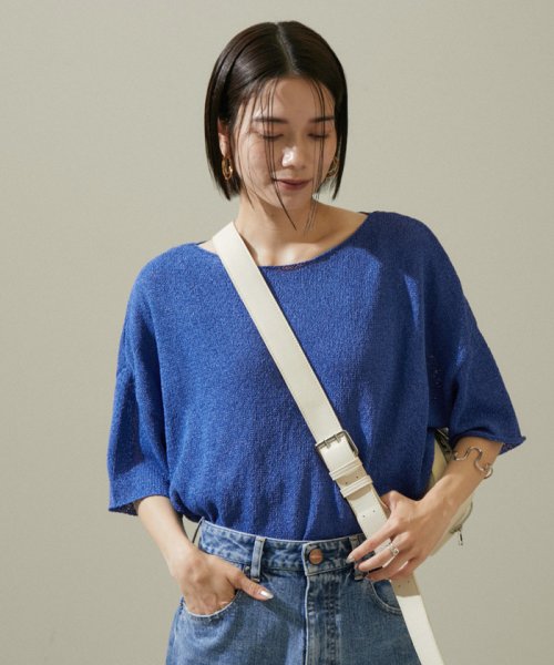 ペーパーヤーンハーフスリーブプルオーバー【吸水速乾・洗える】 吸水速乾