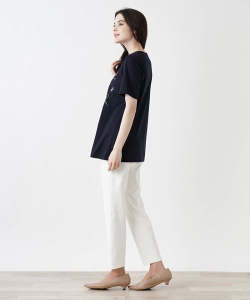 刺繍半袖Tシャツ【Leilian WHITE LABEL】 WHITE LABEL