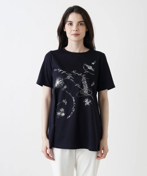 刺繍半袖Tシャツ【Leilian WHITE LABEL】 WHITE LABEL