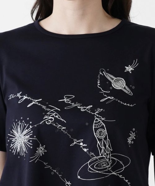 刺繍半袖Tシャツ【Leilian WHITE LABEL】 WHITE LABEL