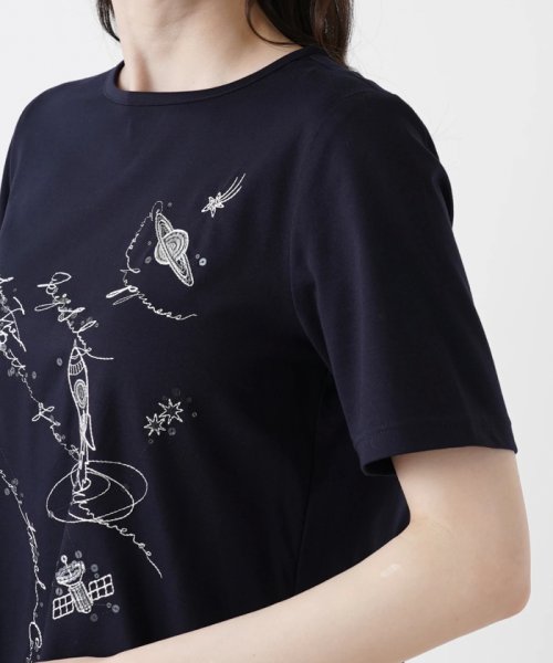 刺繍半袖Tシャツ【Leilian WHITE LABEL】 WHITE LABEL