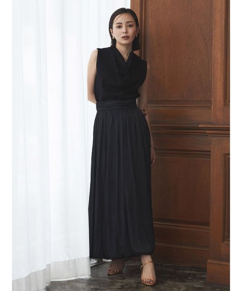 サテンドレープバルーンスカート アプワイザー　リッシェ/シアーシャツ×ラメニットワンピースセット D1598169480(12155円)