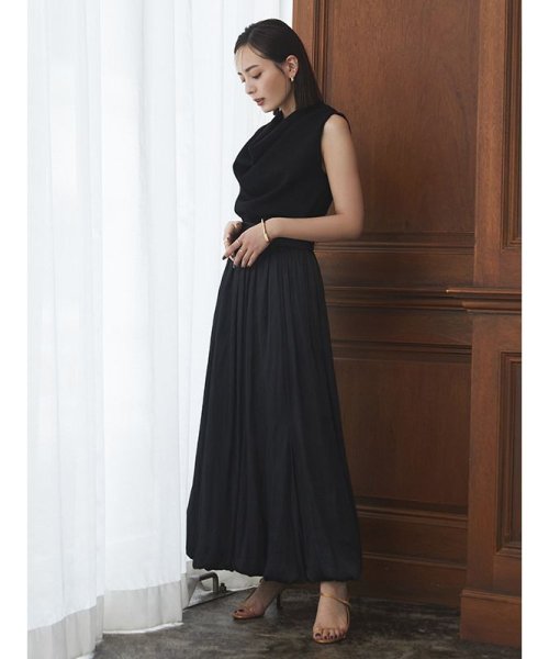 サテンドレープバルーンスカート アプワイザー　リッシェ/シアーシャツ×ラメニットワンピースセット D1598169480(12155円)