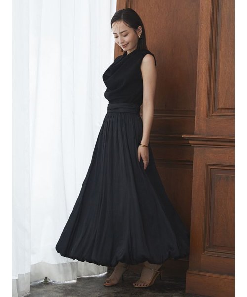 サテンドレープバルーンスカート アプワイザー　リッシェ/シアーシャツ×ラメニットワンピースセット D1598169480(12155円)