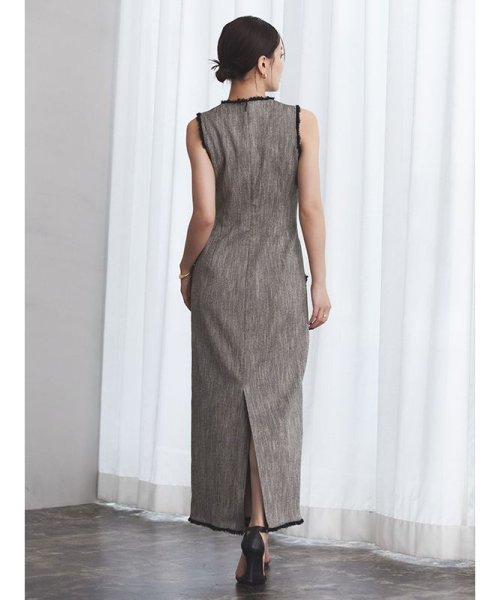 カーヴィングシームツイードワンピース 着丈 バスト 5cm ウエスト ヒップ